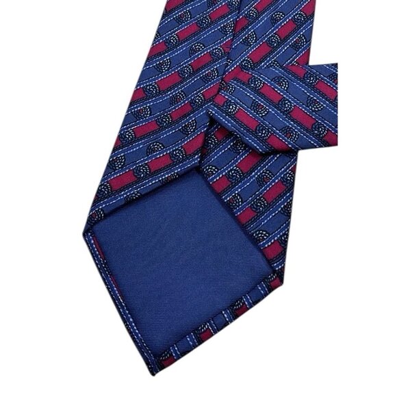 HERMÈS Men's Silk Necktie LUXURY 7678 TA Blue Burgundy Striped Rope W:3.6" EUC - Picture 5 of 5